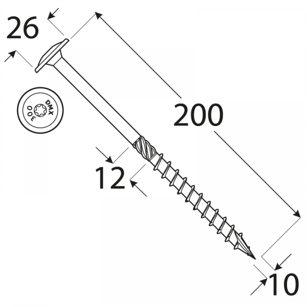 CT 10200 tesařský vrut s talířovou hlavou 10x200 50kus/bal 1