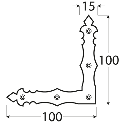 NAD 8 C – Rohovník ozdobný černý 100x100x15x2,0 mm