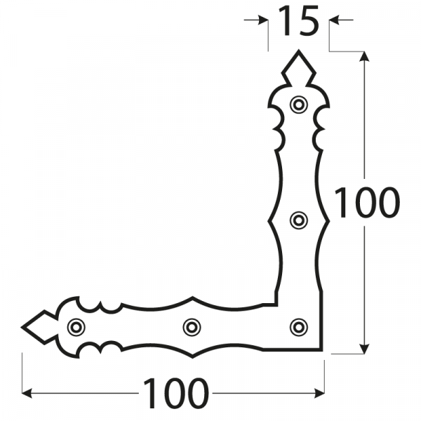 NAD 8 C - Rohovník ozdobný černý 100x100x15x2,0 mm 1