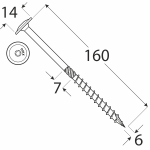 CT 06160 tesařský vrut s talířovou hlavou 6x160 100kus/bal 1