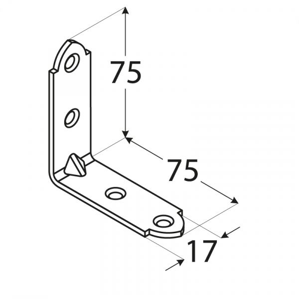 KWO 4 / KW 60 - úhelník úzký75x75x17x2,0 mm (zinc coated) 1