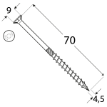CS 45070 tesařský vrut se zapuštěnou hlavou 4,5x70 200kus/bal 2