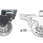 Kolečko zatez. transp. s brzdou pr.50mm 35kg 1