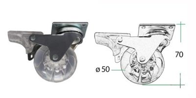 Kolečko zatez. transp. s brzdou pr.50mm 35kg