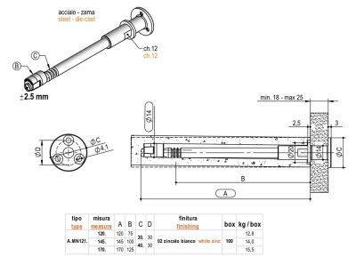 Konzole skryta 14*170mm s regul. pod obklad