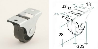 Kolečko plast rovne 25mm