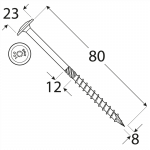 CT 08080 tesařský vrut s talířovou hlavou 8x80 50kus/bal 1