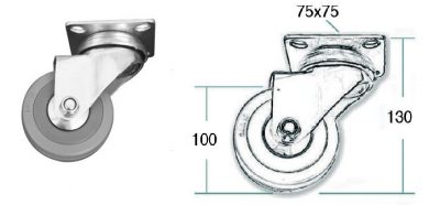 Kolečko zatez. šedá pr.100mm, 55kg