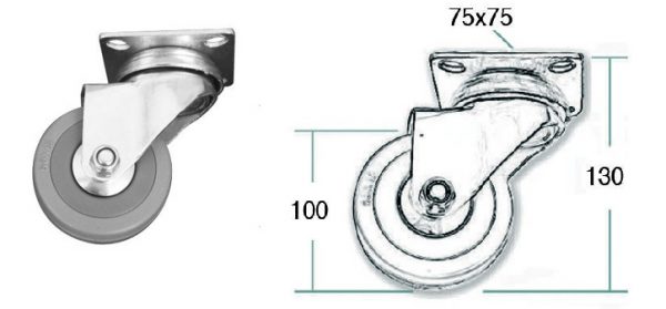 Kolečko zatez. šedá pr.100mm, 55kg 1