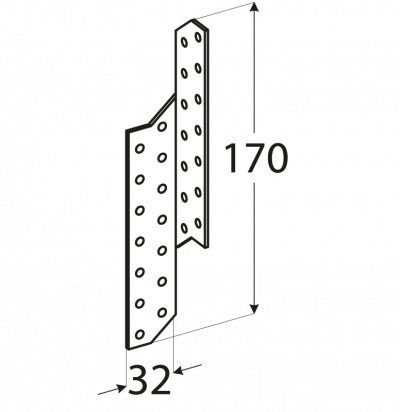 LK1 – krokvová spojka levá 32x170x2,0 mm