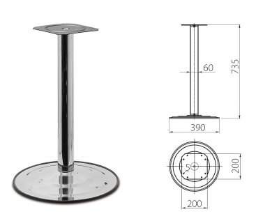 Stol.noha centralni 735*60mm /380mm chrom