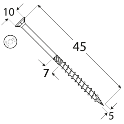 CS 05045 tesařský vrut se zapuštěnou hlavou  5×45 200kus/bal