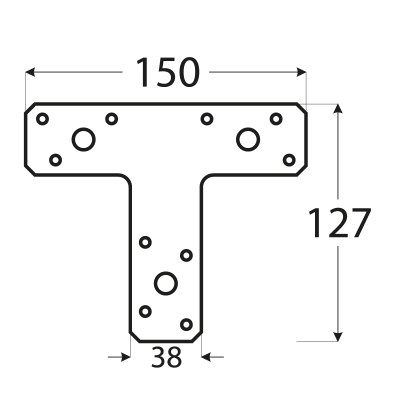 KT2 – spojka typu „T“ 150x125x35x2,5 mm