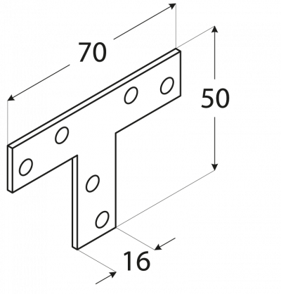 KT1 – spojka typu „T“ 70x50x16x2,0 mm