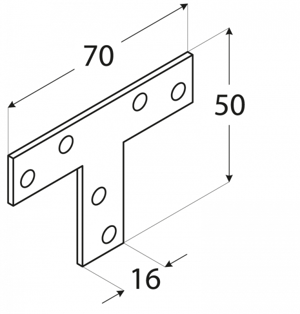 KT1 - spojka typu "T" 70x50x16x2,0 mm 1