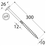 CT 10300 tesařský vrut s talířovou hlavou 10x300 25kus/bal 5