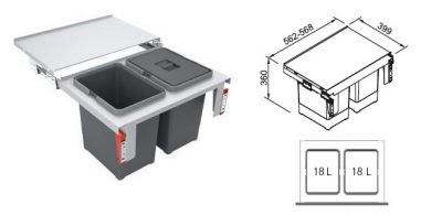 Kos odpadkový GARBO 60-2 18+18L