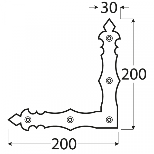 NAD 2 C - Rohovník ozdobný černý 200x200x30x3,0 mm 1