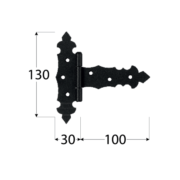 ZTD 100 C Závěs trojúhelníkový ozdobný 100x30x65x2,0 mm černý 2