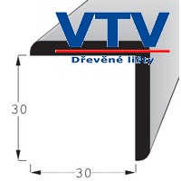 Lišta dřevěná R 3030 SM   2,4m       c.151