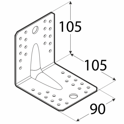 KP2 – úhelník s prolisem 105x105x90x2,5 mm