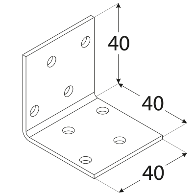 KM1 – úhelník montážní 40x40x40x2,0 mm