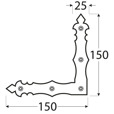NAD 1 C – Rohovník ozdobný černý 150x150x25x2,5 mm