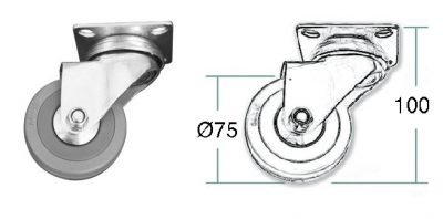 Kolečko zatez. šedá pr.75mm, 50kg