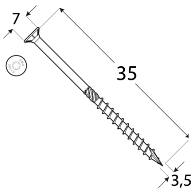 CS 35035 tesařský vrut se zapuštěnou hlavou 3,5×35 200kus/bal