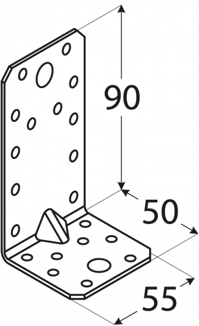 KP3 – úhelník s prolisem 90x50x55x2,5 mm