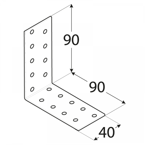 KM16 - úhelník montážní 90x90x40x2,0 mm 1