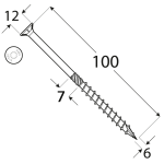 CS 06100 tesařský vrut se zapuštěnou hlavou 6x100 100kus/bal 4
