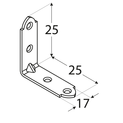 KWO 1/KW 25 – úhelník úzký25x25x17x1,5 mm (zinc coated)