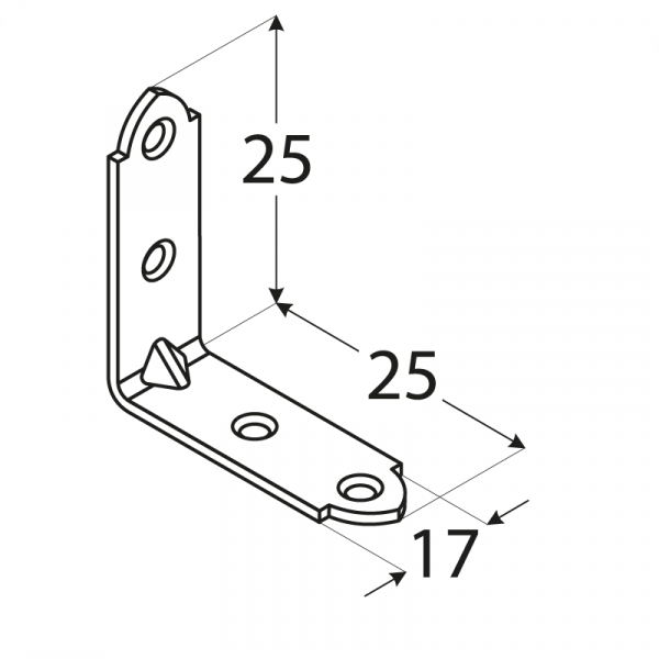 KWO 1/KW 25 - úhelník úzký25x25x17x1,5 mm (zinc coated) 1