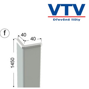 Lišta dřevěná rohová 4040 folie Bílá   145cm
