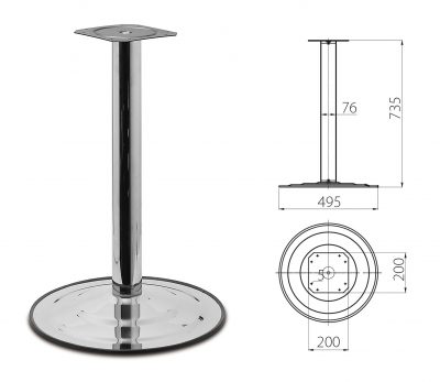 Stol.noha centralni 735*76mm /480mm chrom