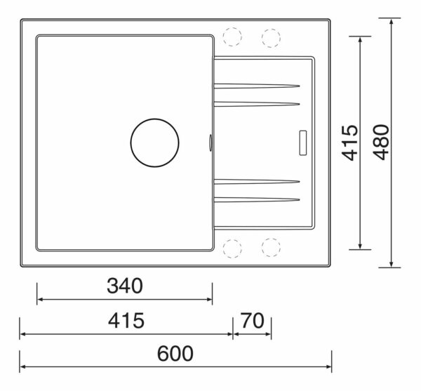 Dřez Sinks granit LINEA 600 N -30 granblack