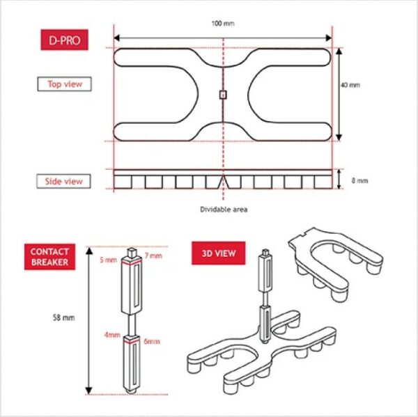 Terasové podložky distanční QUADRO UNI mezera 4,5,6,7mm  (100 ks), síla 8mm