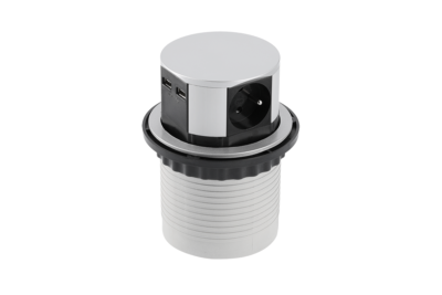 Zásuvka el. výsuvná 3x 230V 16A, 2x USB 5V 2,4A, pr.100mm