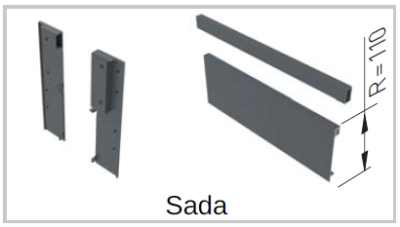 Zásuvkový Box Slim vnitř. zásuvka C sada = čelní panel+držák+reling čel. panelu 110/1200mm Antracit