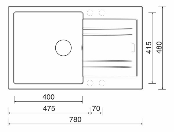 Dřez Sinks granit LINEA 780 N -74 metalblack