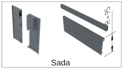 Zásuvkový Box Slim vnitř. zásuvka B sada = čelní panel+držák+reling čel. panelu 95/1200mm Antracit
