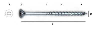 Vrut HS-easy PRO samorez stříbrný 5*70mm  (200ks/bal) 4001221616298