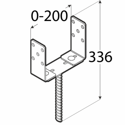 PSRU 60-200 Patka sloupku typu „U“ stavitelná 60-200x136x4,0
