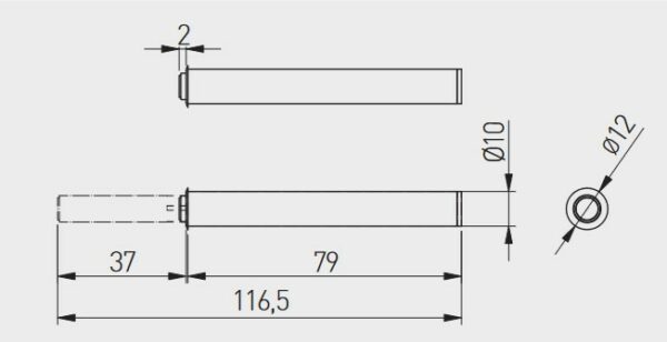 System otevírání Push to open dlouhý k zavrtání s magnetem Šedá (tip-on)
