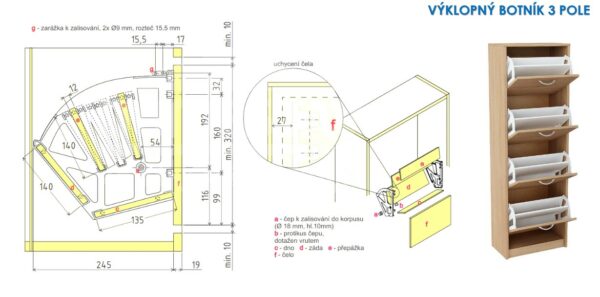 Vyklopný botník 21.1723.T00.51 3 pole