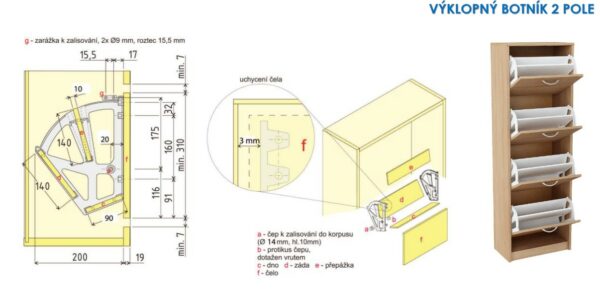 Vyklopný botník 21.1724.T00.51 2 pole