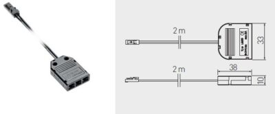 Konektor pro LED s rozdělovačem 3x mini AMP konektor, 2m kabel, 3A, IP20