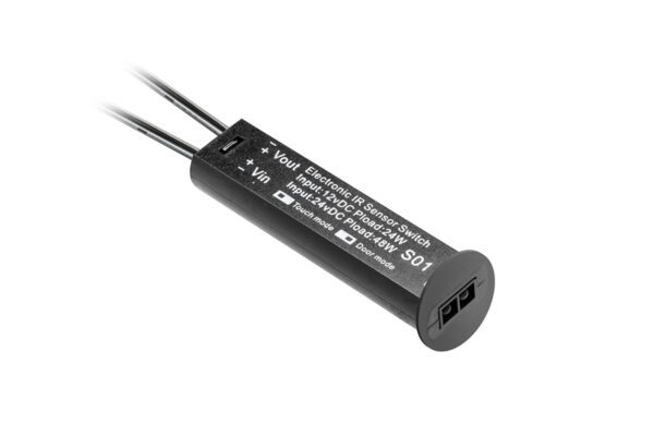 Spínač Univerzální bezkontaktní, černý, 12V/24W, 24V/48W, 2A, stmívatelný, mini AMP