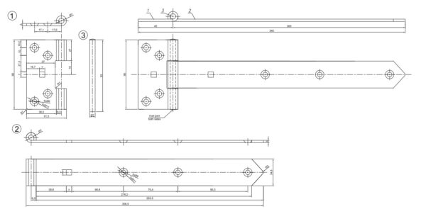 ZB 300c Závěs brankový 300x45x90x35x3,0 mm černý Doprodej